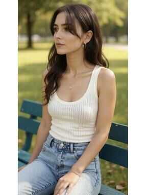 J.CREW NWOT Women’s Featherweight Cashmere Ribbed Tank Top in Ivory-Size X-Small